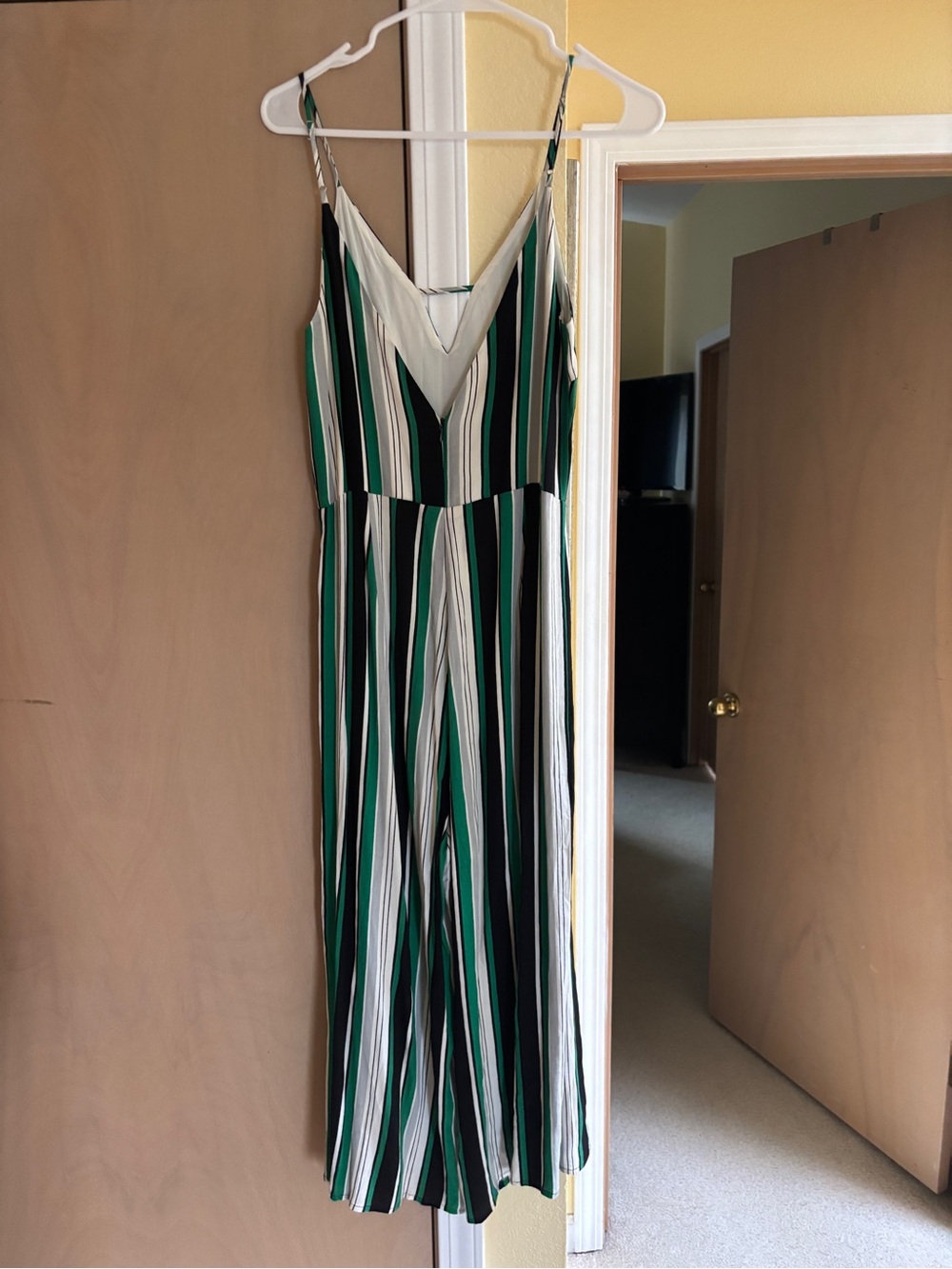 VICI Green Black White Striped Sleeveless Jumpsuit